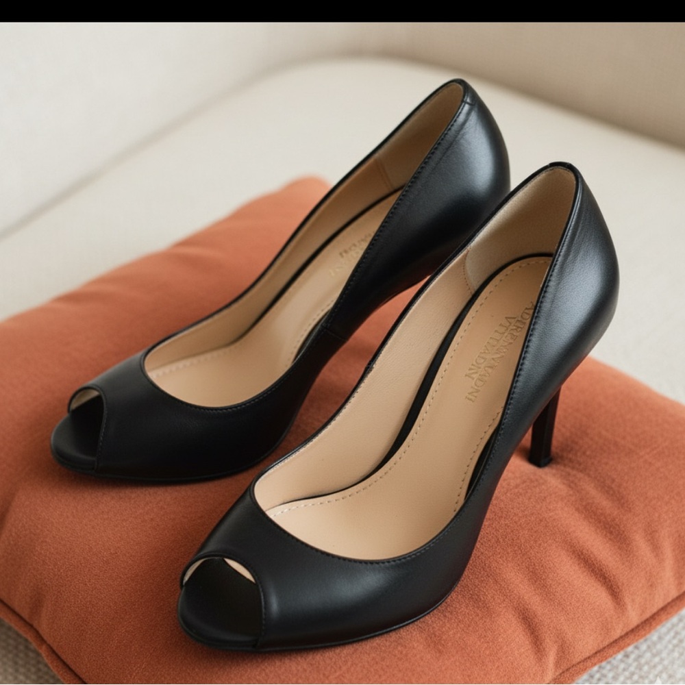 Adrienne Vittadini Black Peep Toe Heels